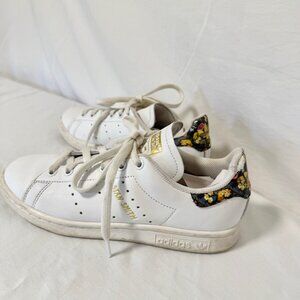 Adidas Womens Limited Edition Floral Gold Stan Smith Sneakers‎ Size US 6 White